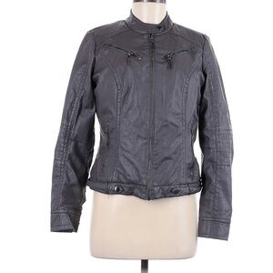 Chic Women's Charcoal Leather Jacket